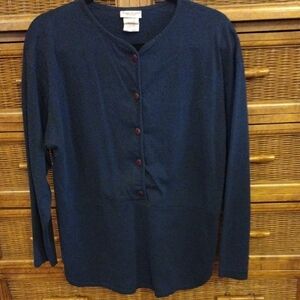 Women's Navy Button-Up Top